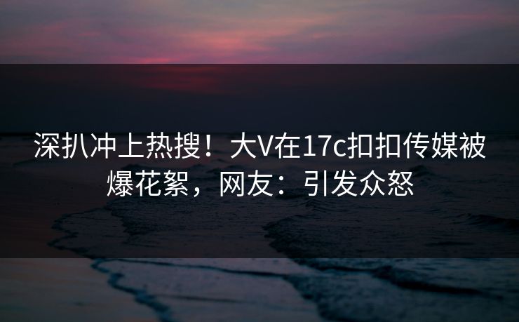 深扒冲上热搜！大V在17c扣扣传媒被爆花絮，网友：引发众怒