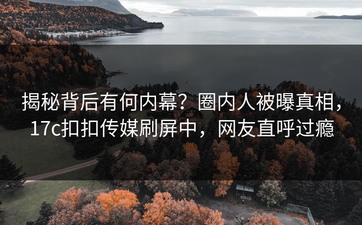揭秘背后有何内幕？圈内人被曝真相，17c扣扣传媒刷屏中，网友直呼过瘾