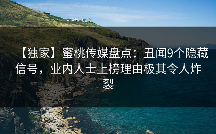 【独家】蜜桃传媒盘点:丑闻9个隐藏信号,业内人士上榜理由极其令人炸裂