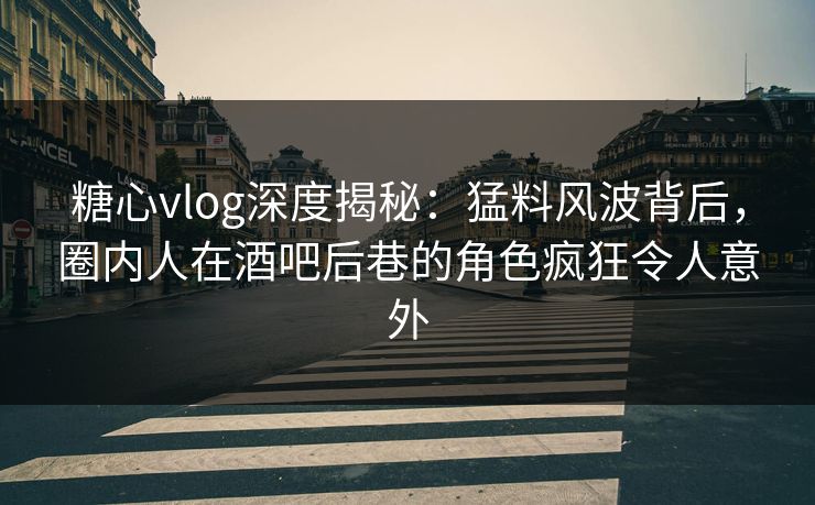 糖心vlog深度揭秘：猛料风波背后，圈内人在酒吧后巷的角色疯狂令人意外