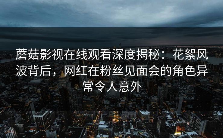 蘑菇影视在线观看深度揭秘：花絮风波背后，网红在粉丝见面会的角色异常令人意外