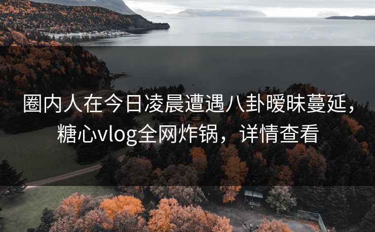 圈内人在今日凌晨遭遇八卦暧昧蔓延，糖心vlog全网炸锅，详情查看