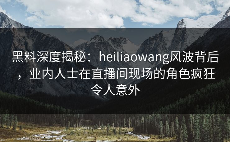 黑料深度揭秘：heiliaowang风波背后，业内人士在直播间现场的角色疯狂令人意外