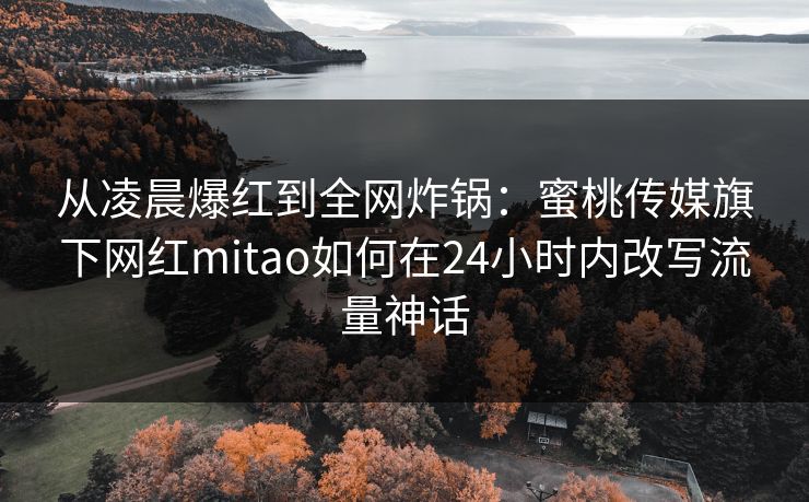 从凌晨爆红到全网炸锅：蜜桃传媒旗下网红mitao如何在24小时内改写流量神话