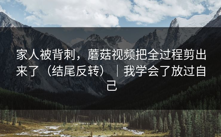 家人被背刺，蘑菇视频把全过程剪出来了（结尾反转）｜我学会了放过自己